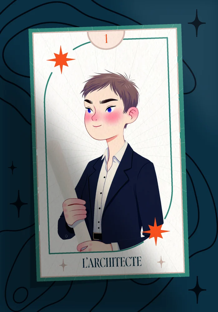 Carte illustrée du profil L'Architecte, façon tarot