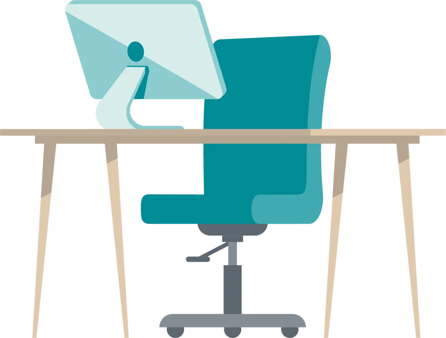 Un décor de bureau aux couleurs du module, illustration, conçu par Les Façonautes