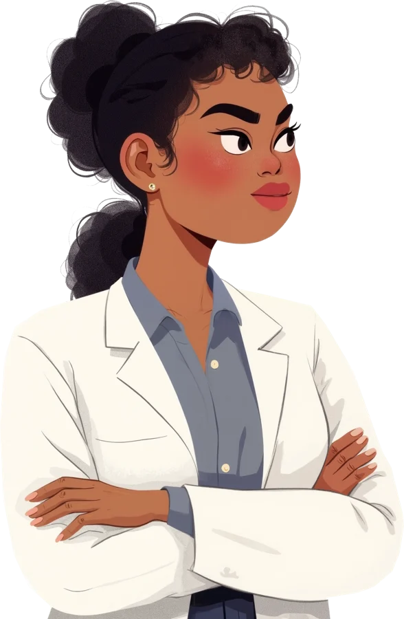 Une pharmacienne, personnage d'un cas comptoir, illustration, conçu par Les Façonautes