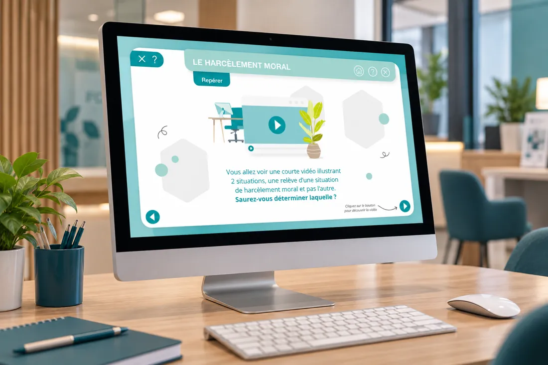 Harcèlement moral : une vidéo pour analyser, banque & assurance, conçu par Les Façonautes
