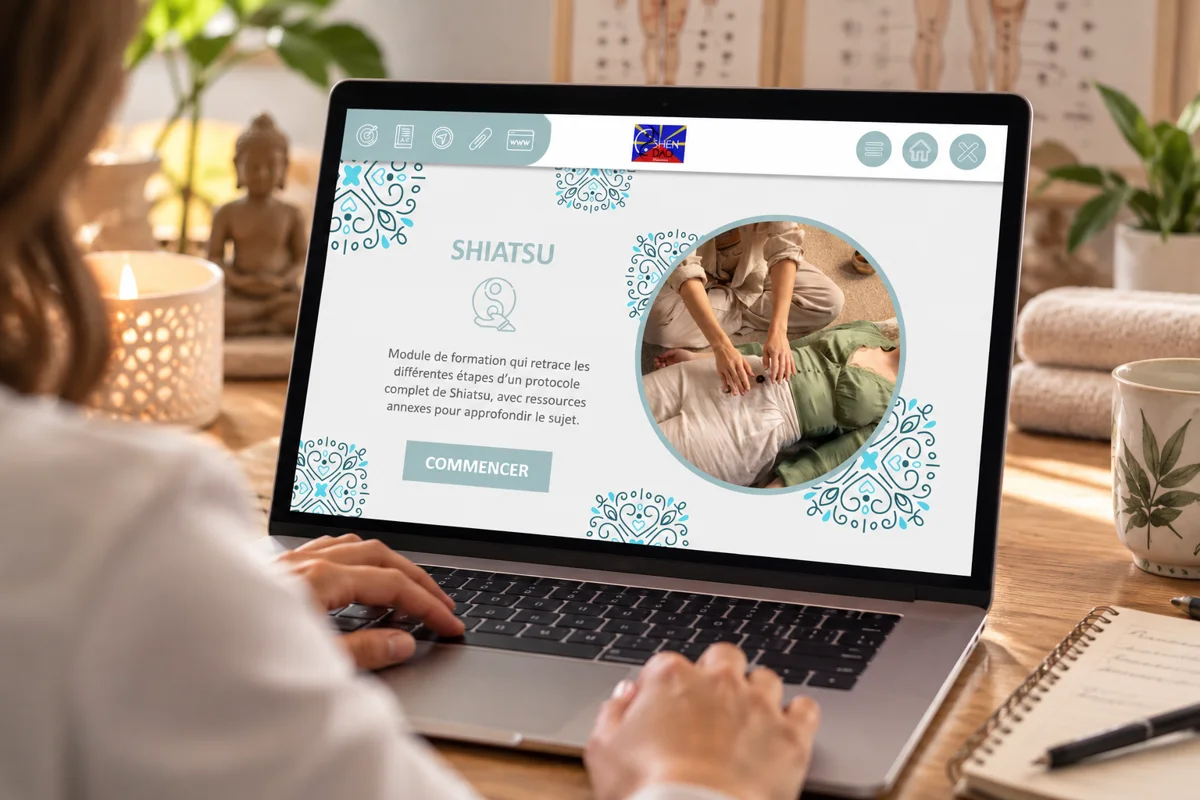 L'accueil d'un aide-mémoire numérique de Shiatsu, bien-être, conçu par Les Façonautes