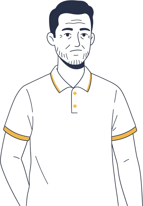 Illustration de Marc, homme en polo à la barbe naissante